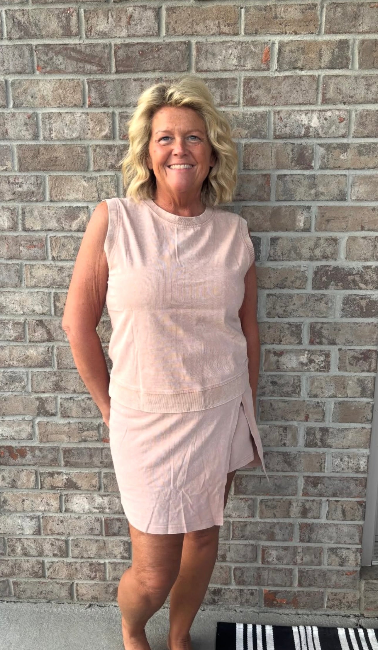 Mocha Washed Lined Split Skirt and Tank Co-ord
