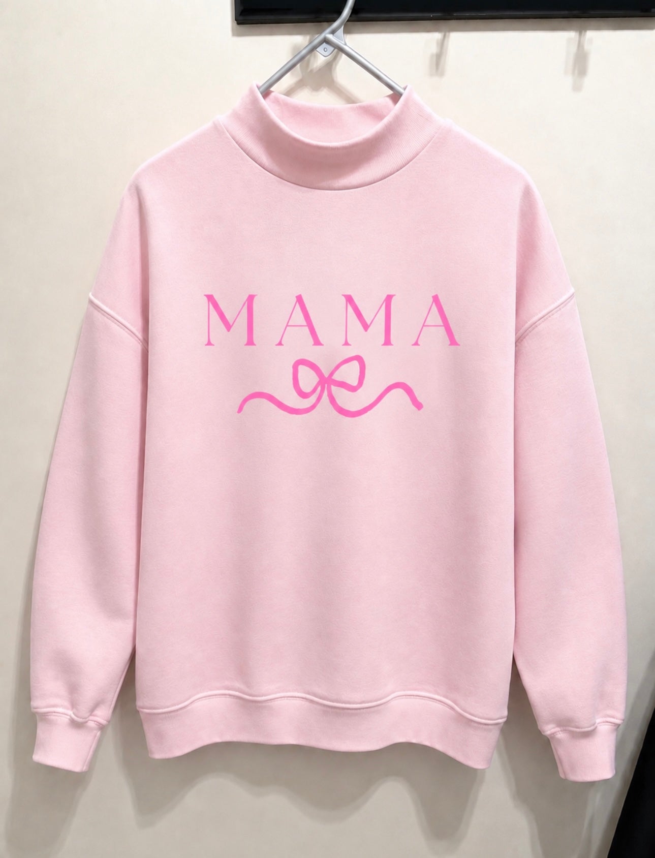 Pink Mama Bow Mock Neck