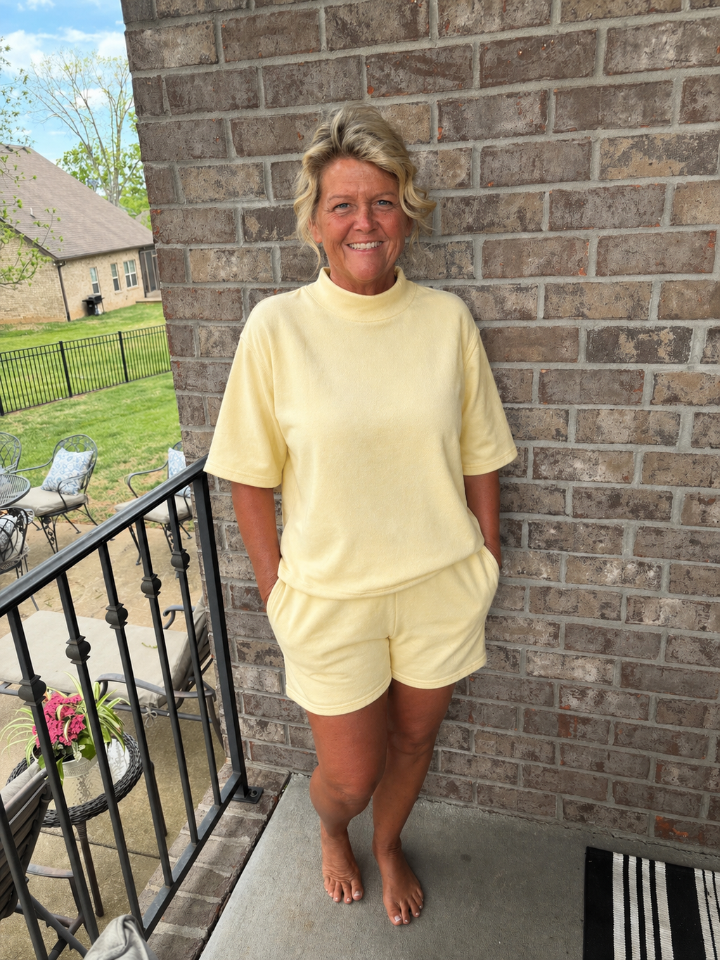 Yellow Oversized Mock Neck Matching Set