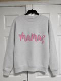 Blush Bow Script Mama Sweatshirt